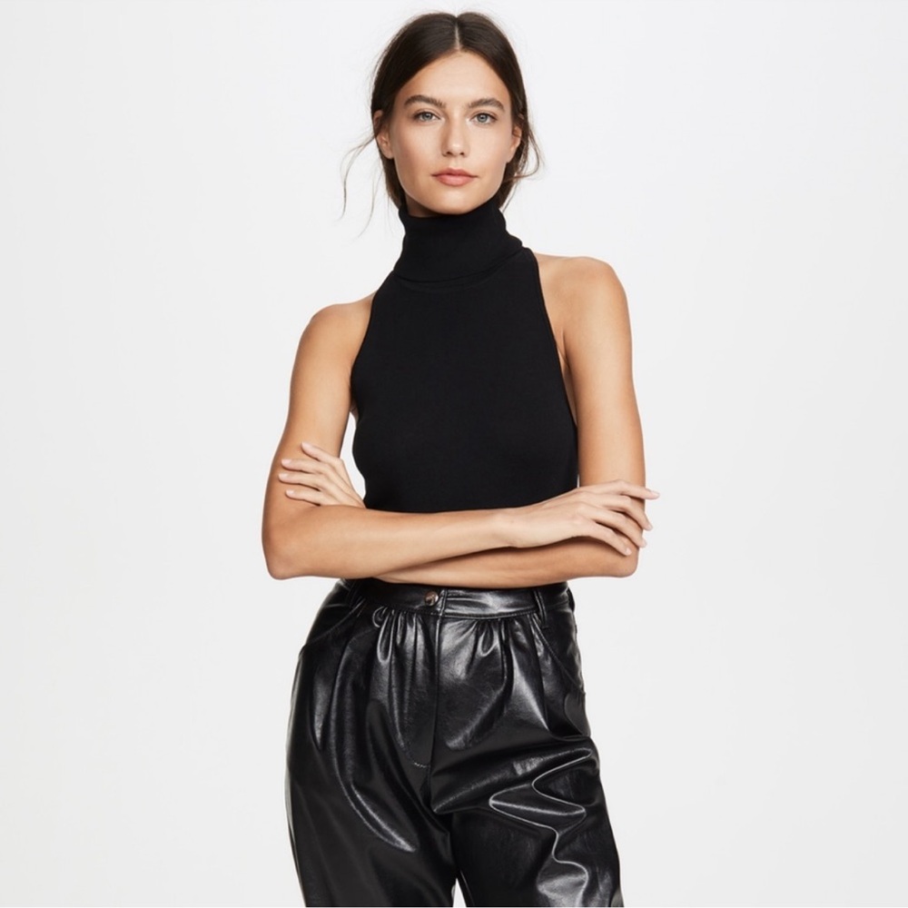 A.L.C. Black Racerback Turtleneck Top
